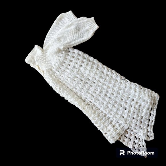 New Hand Crocheted Christening Infant Girl Buttons Long Sleeves Asymmetr… - Picture 4 of 12